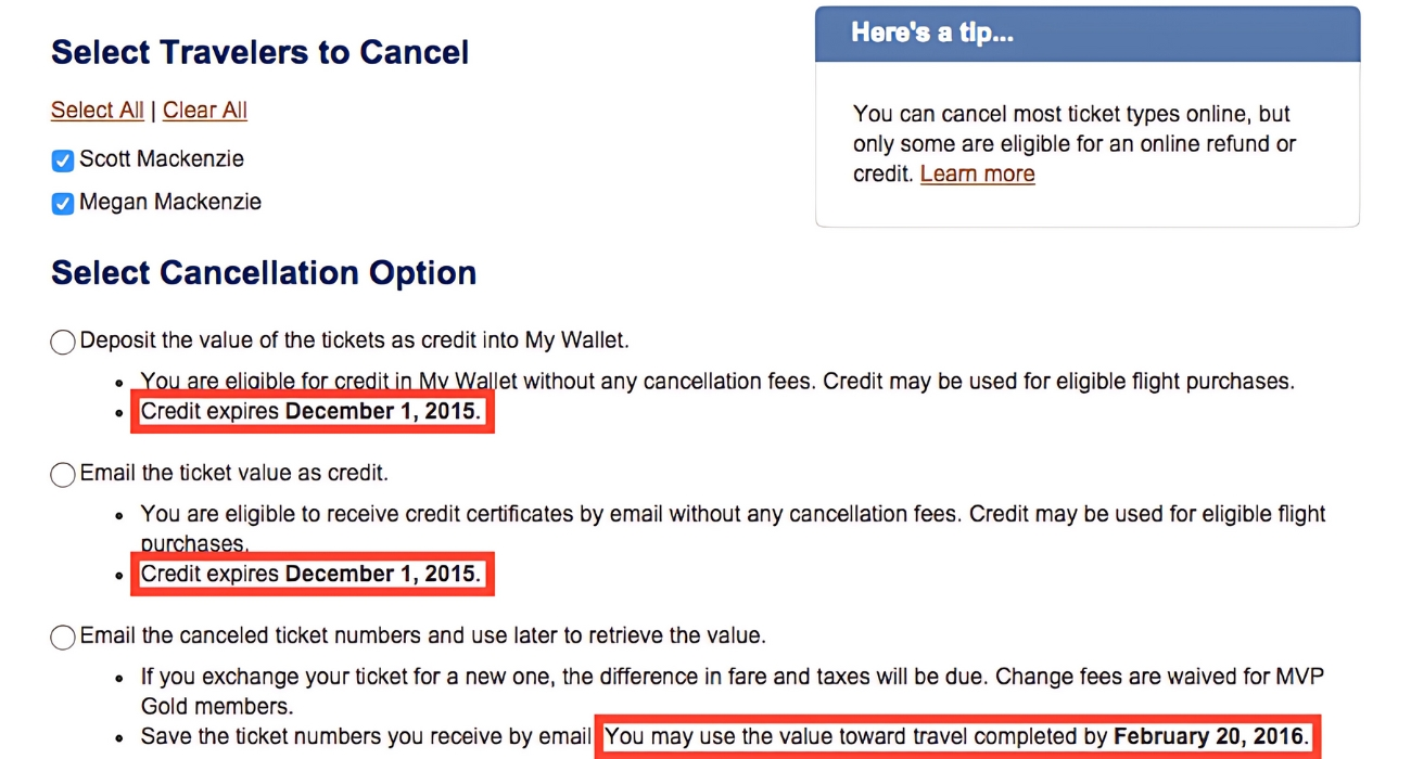 Alaska Airlines Cancellations Policy