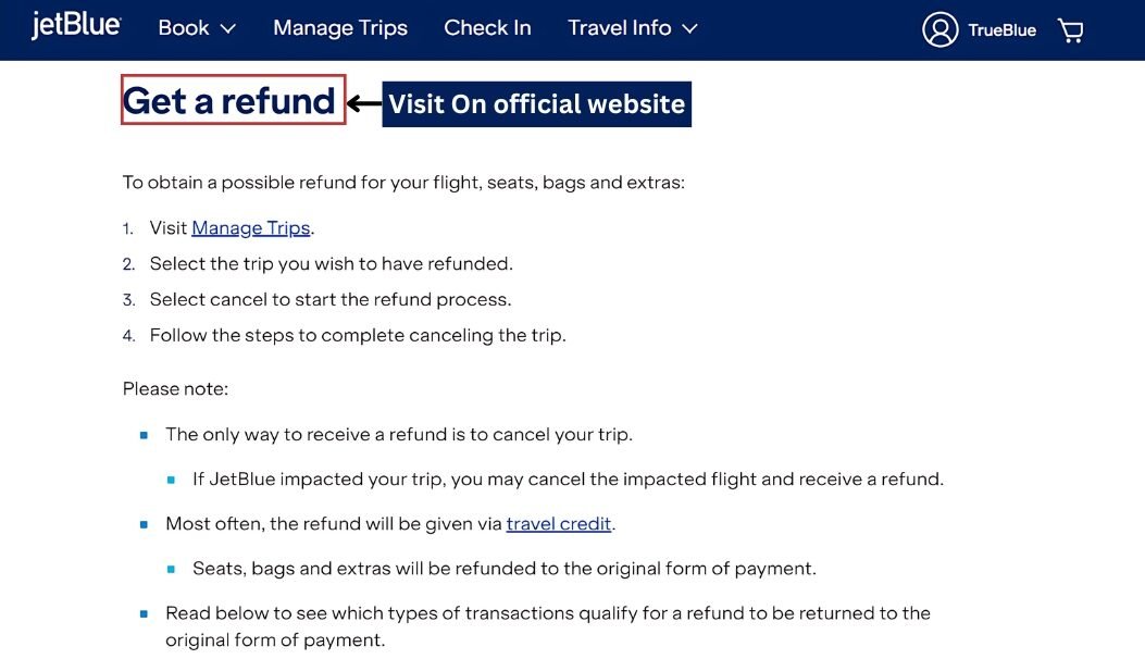 jetBlue Airlines Refund Policy